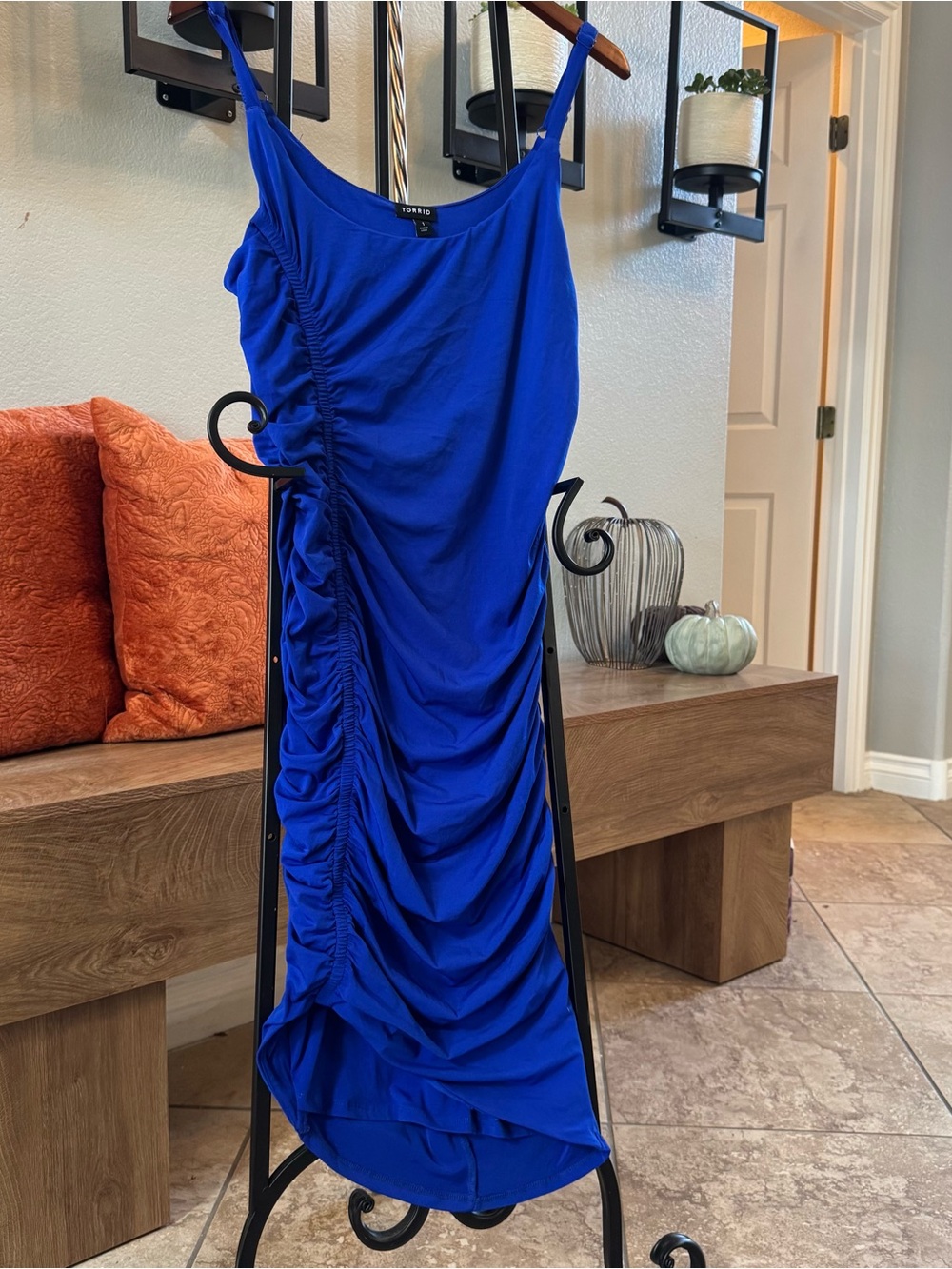 torrid Royal Blue Asymmetrical Ruched Slip Dress-Never Worn